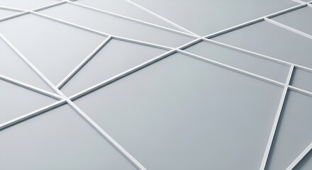 Abstract geometric pattern featuring white lines intersecting on a light gray surface, creating a modern and minimalist design.