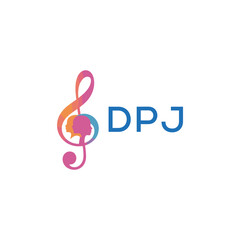 DPJ “Creative music logo with human silhouettes and treble clef in gradient colors, DPJ Later Logo, modern artistic design isolated on white background”
