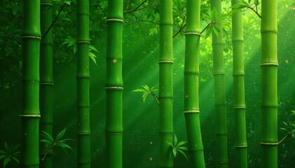 Fototapeta premium Intricate green bamboo texture, natural knots & growth rings , forest, nature