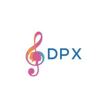 DPX &ldquo;Creative music logo with human silhouettes and treble clef in gradient colors, DPX Later Logo, modern artistic design isolated on white background&rdquo;
