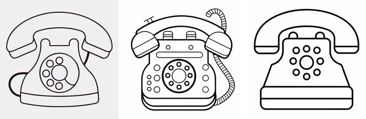 Telephone Coloring Book Page - Outline Design