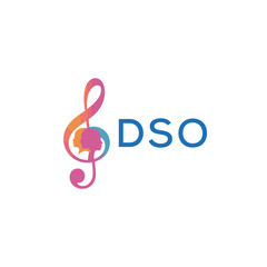 DSO “Creative music logo with human silhouettes and treble clef in gradient colors, DSO Later Logo, modern artistic design isolated on white background”
