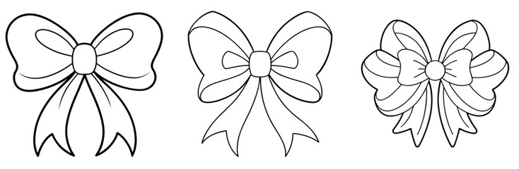 Tied Bows Outline - Coloring Book Page Line Art Vector