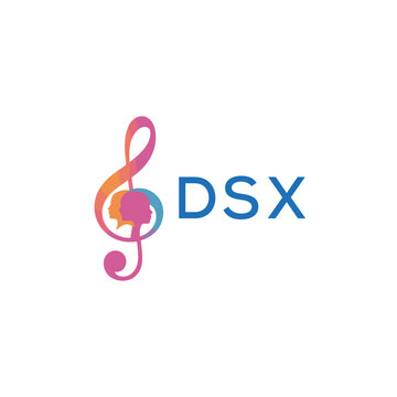 DSX &ldquo;Creative music logo with human silhouettes and treble clef in gradient colors, DSX Later Logo, modern artistic design isolated on white background&rdquo;
