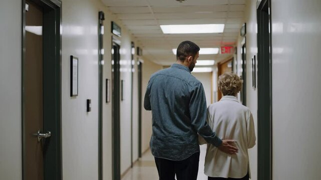 Supportive walk in hospital corridor: caring connection and compassion in healthcare