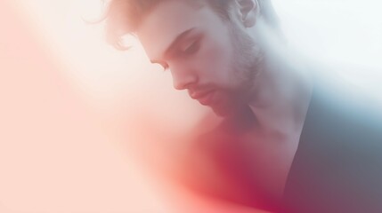 Generative AI, Dreamy Fashion Gradient Focus with Male Model