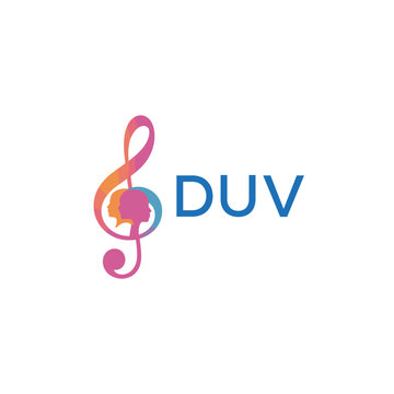 DUV &ldquo;Creative music logo with human silhouettes and treble clef in gradient colors, DUV Later Logo, modern artistic design isolated on white background&rdquo;
