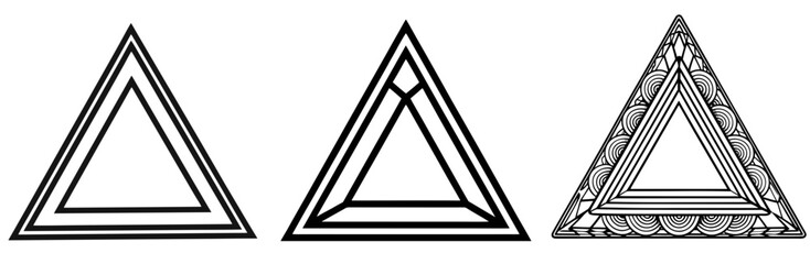 Triangle Pattern Frame Outline - Coloring Book Page Vector Design