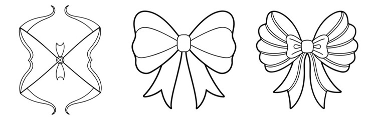 Vintage Bow Outline - Coloring Book Page Line Art Vector