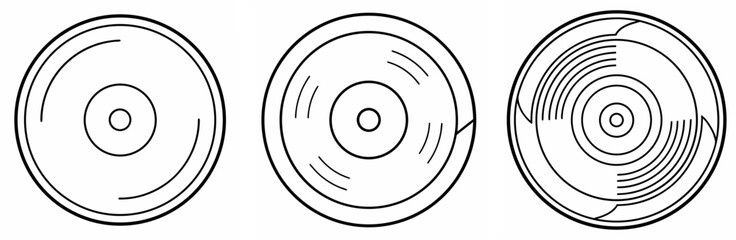 Fototapeta premium Vinyl Record Disc Outline - Coloring Book Page Line Art Vector