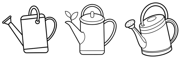 Fototapeta premium Watering Can Outline - Coloring Book Page Line Art Vector