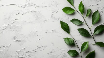 Realistic Nature Photography of Green Leaves on a Textured Background for Therapy and Relaxation Spaces