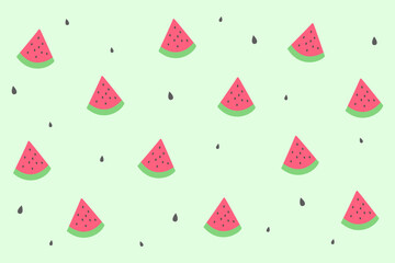 Fresh watermelon pattern with cute seed accents on a pastel green background. Ideal for tropical prints, eco packaging, or summer-themed products.