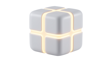 Futuristic AI technology cube with glowing neon accents for digital innovation concept