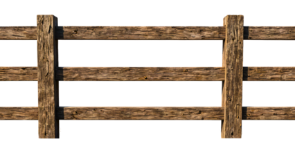 Rustic wooden fence isolated on white background
