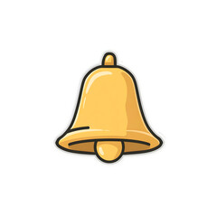 Golden Cartoon Bell Icon on Transparent Background