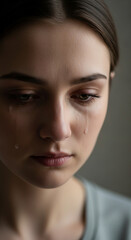 Woman's Heartbreak Captured in Tears, Sadness Revealed: A Portrait of Deep Emotion