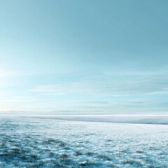 Obraz premium Serene Winter Landscape with Soft Blue Sky and Icy Ground