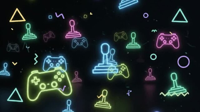 Colorful neon retro gaming graphics create an immersive atmosphere for game enthusiasts Generative AI - Powered by Adobe
