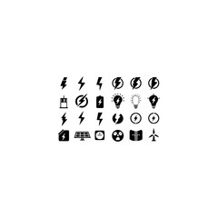 Electricity icons set. Power related icon. green energy icon. 