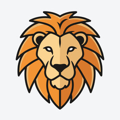 Obraz premium Stylized Lion Head Illustration with Orange Mane and Black Outlines