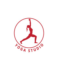 Emblem yoga human linear logo, yoga studio logo design vector