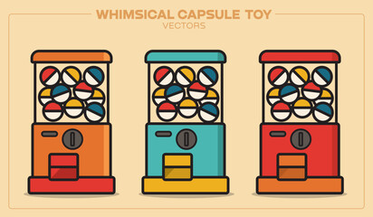Whimsical Capsule Toy Set – Gachapon-Inspired Collectible Vectors