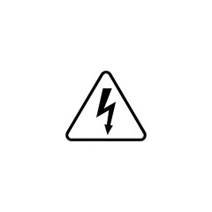 High voltage sign icon. Danger symbol vector isolated on white background. Black arrow isolated in white triangle on white background.
