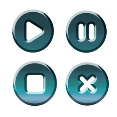 3D green gradient buttons for web vector