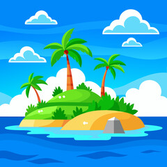 tropical beach with palm trees