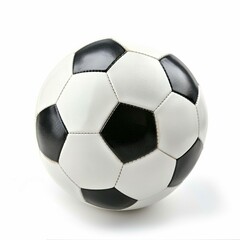Naklejka premium Traditional soccer ball sits on a plain white background, ready for action