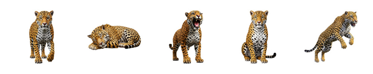 Fototapeta premium 3D Jaguar – Hyper-Realistic Wild Cat Render – Transparent PNG Set