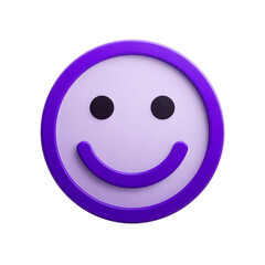 Fototapeta premium Purple 3D Smiley Face Icon on Transparent Background
