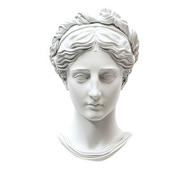 A white statue of a woman with a crown on her head