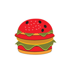 Delicious Juicy Burger with Fresh Ingredients A mouthwatering burger stacked with a juicy beef patty, melted cheese, crisp lettuce, fresh tomatoes, pickles, and a soft sesame seed bun. Perfectly layer