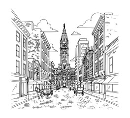 Line Art of Main Street, Philadelphia