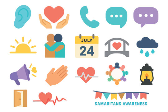 Samaritans Awareness Day Support Symbols Vector Icons Collection - Powered by Adobe