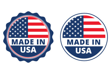 Made in USA Badge Collection – American Flag Seal, Label, Emblem, and Product Logo Vector Set