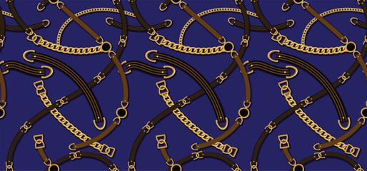 Seamless chain pattern. Textile print pattern. Hand draw chain and belt pattern.