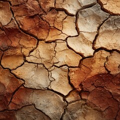 Fototapeta premium Abstract Cracked Earth Texture Background in Warm Tones and Patterns