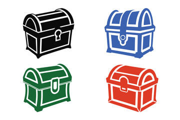Treasure Chest Silhouette Icon Illustration