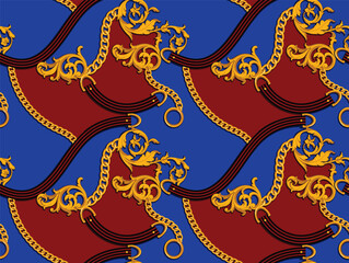 Baroque, chain and belt pattern. Tribal pattern design