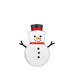 A cheerful and festive illustration of a snowman wearing a cozy scarf, hat, and buttons, surrounded by snowflakes and holiday decorations. Perfect for winter-themed designs, Christmas cards, seasonal