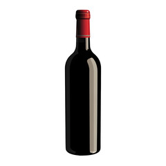 Red Wine Bottle on Transparent Background