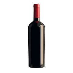 Red Wine Bottle on Transparent Background