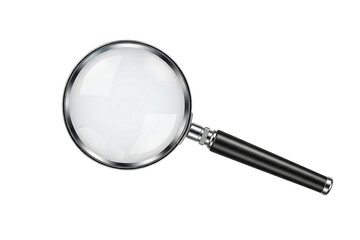 A magnifying glass with a black handle isolated on transparent background