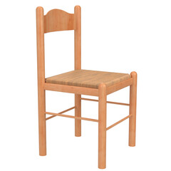 3D rendering illustration of a wooden kitchen chair