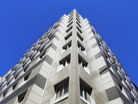 restoration and improvement of building facade protection with modern metal aluminum panels