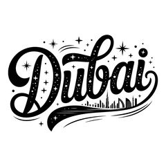 Unique artistic representation of Dubai skyline featuring star motifs