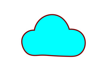 Cyan blue cloud icon with red outline for weather, apps, or tech UI